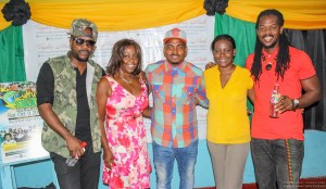Qraig (Voicemail), June Isaacs (Gregory Isaacs Foundation), Kevyn V (Voicemail), Talisa Taylor (Taylor Made Events and PR Management), and D’Medz at the launch of Culture Shock