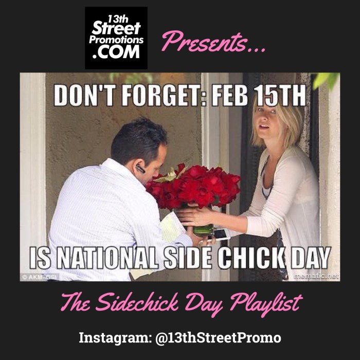 Jamaica, Dancehall, Music, Blog, 13thStreetPromotions, 13thStreetPromo, Sidechick, Sidechick Day, February 15, Playlist, Spotify, Spotify Playlist, Deejay, Tifa, IKaya, IShawna, Lady Saw, Black Ryno, Alkaline, Shaneil Muir, Starface, Tanya Stephens, Shenseea, Cecile, Side woman, Girl On The Side, Valentines, Caribbean, Entertainment, Vanessa Bling, Gaza Slim,