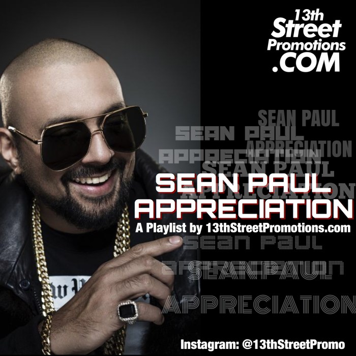 Jamaica, Dancehall, EDM, Pop Music, Reggae, Music, Blog, 13thStreetPromotions, 13thStreetPromo, Sean Paul, dutty rock, DuttyPaul, Spotify, Tidal, Playlist, Sean Paul Appreciation, Caribbean, Classics, Hits,