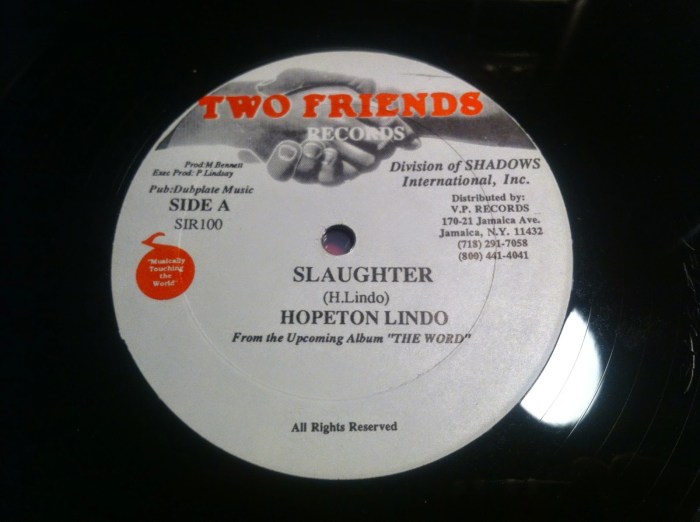 Jamaica Dancehall Music Blog 13thStreetPromo13thStreetPromotions Mikey Bennett Hopeton Lindo Two Friends Records Slaughter Oldies Oldies Sunday 1991 Riddim Caribbean