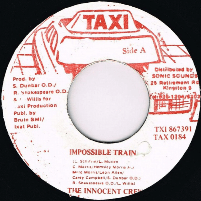 Innocent Kru "Impossible Train" on 13thStreetPromotions.com #Jamaica #Dancehall #Music #13thStreetPromotions #InnocentKru #ImpossibleTrain #SlyandRobbie #TaxiGang #TaxiRecords #1999 #OldiesSunday #Oldies #Caribbean