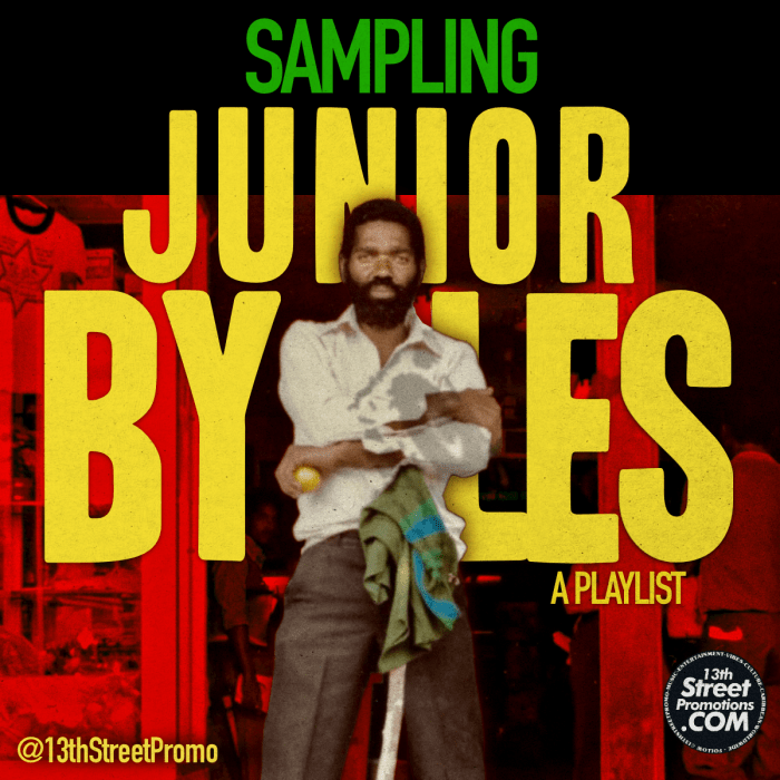 "Sampling Junior Byles Playlist" on 13thStreetPromotions.com #Jamaica #Reggae #Dancehall #Music #EDM #HipHop #PopMusic #13thStreetPromotions #JuniorByles #Playlist #Sample #SamplingKJuniorByles #Spotify #Caribbean #KennethByles