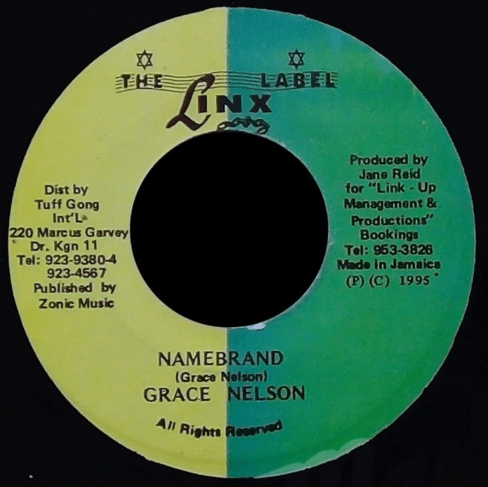 Grace Nelson "Namebrand" on 13thStreetPromotions.com #Jamaica #Reggae #Music #13thStreetPromotions #GraceNelson #Namebrand #1995 #TheLinxLabel #LinkUpManagementandProductions #InternationalWomensDay #WomensHistoryMonth #Riddim #Oldies #OldiesSunday #OldSchool #Caribbean