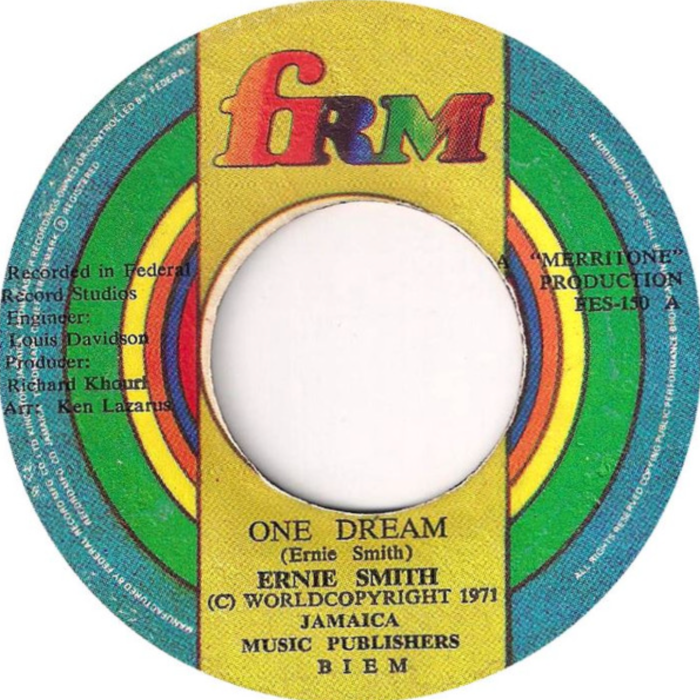 Ernie Smith "One Dream" on 13thStreetPromotions.com #Jamaica #Reggae #Music #13thStreetPromotions #ErnieSmith #OneDream #FRM #FederalRecords #RichardKhouri #1971 #Oldies #OldiesSunday #OldSchool #KenLazarus #MerritoneProduction #Caribbean